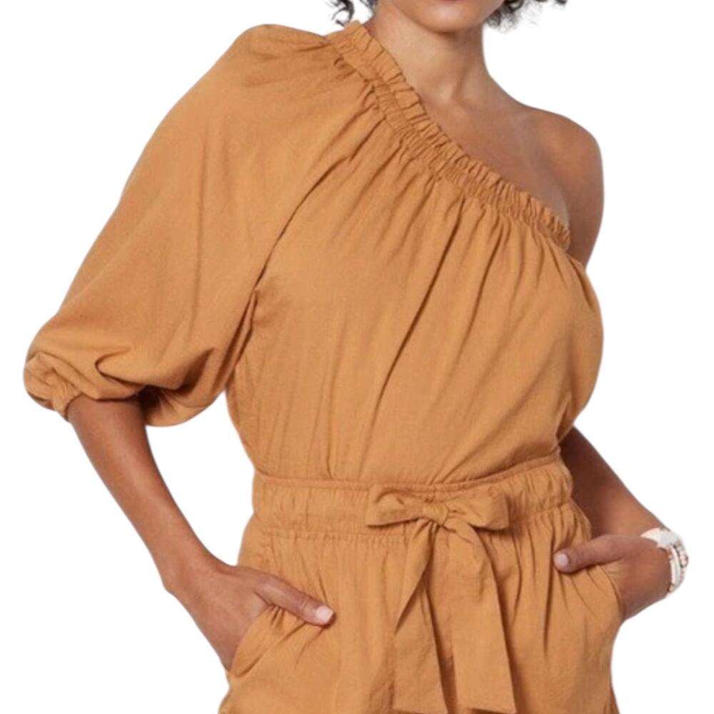 NWT Evereve Shane One Shoulder Top Burnt Gold Size Small